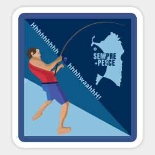 Fishing and Yawning Sticker